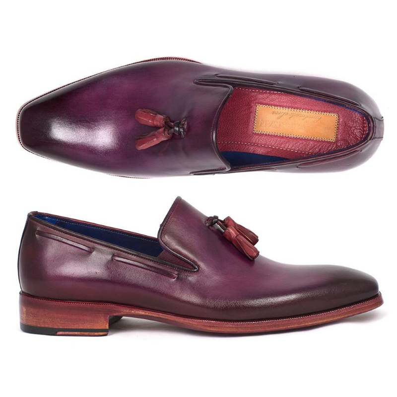 Paul Parkman Plain Toe Tassel Loafers Purple