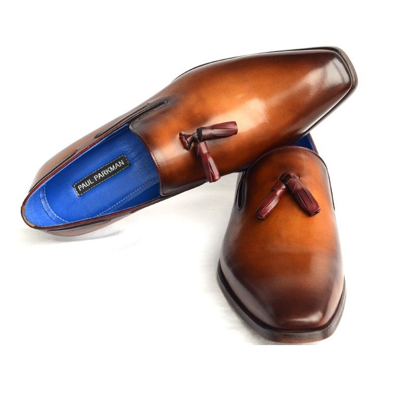 Paul Parkman Plain Toe Tassel Loafers Walnut