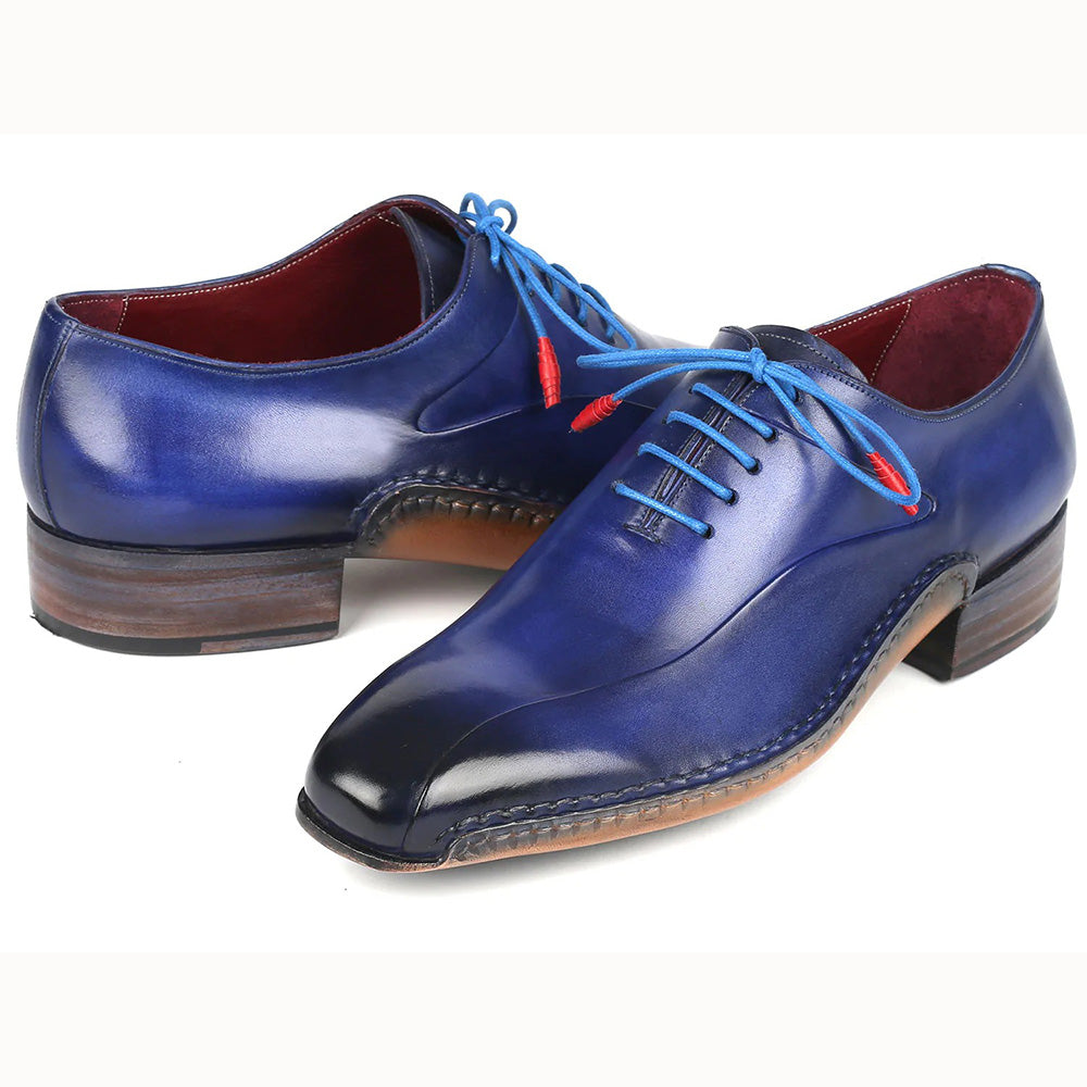 Paul Parkman Side Handsewn Leather Oxford Shoes Blue