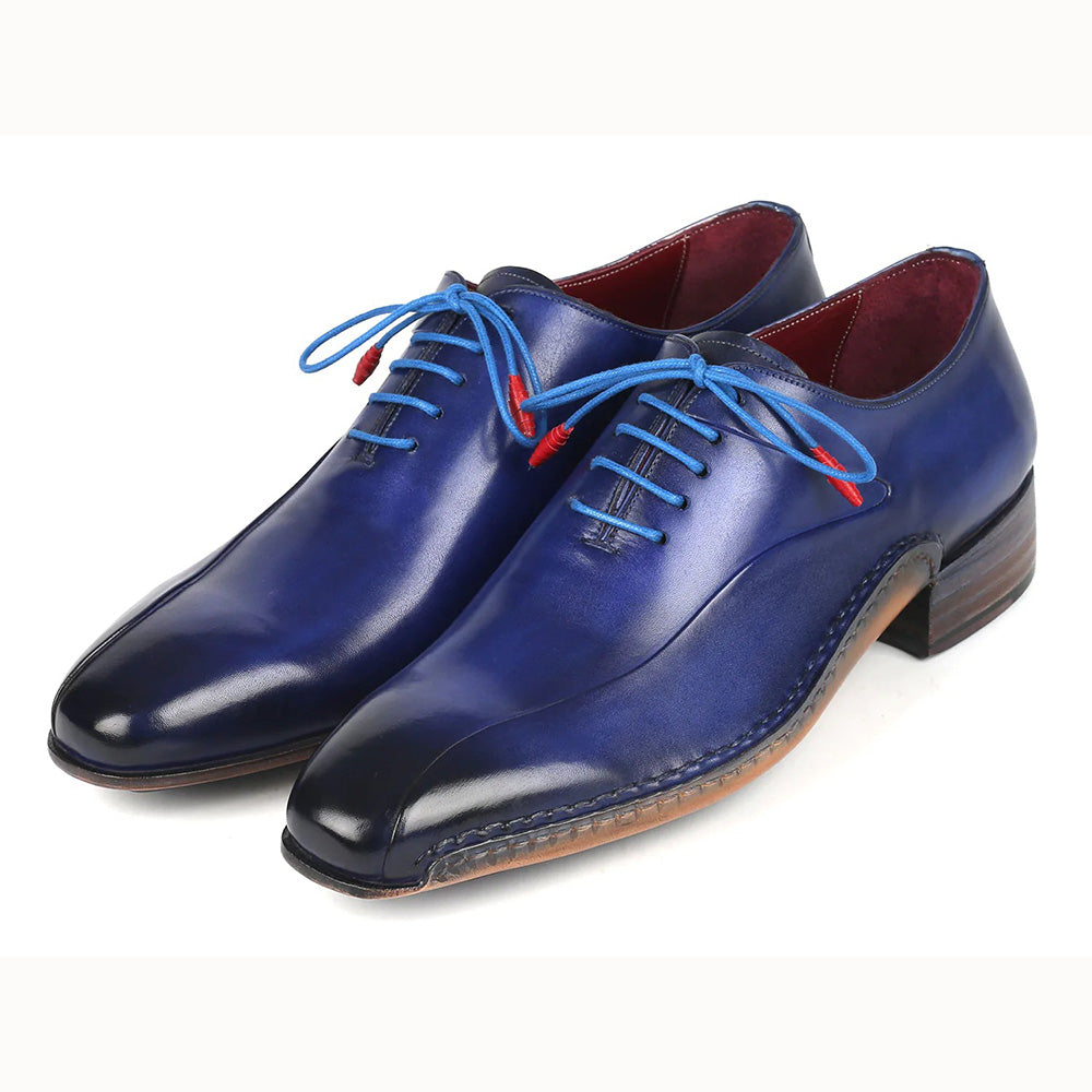 Paul Parkman Side Handsewn Leather Oxford Shoes Blue