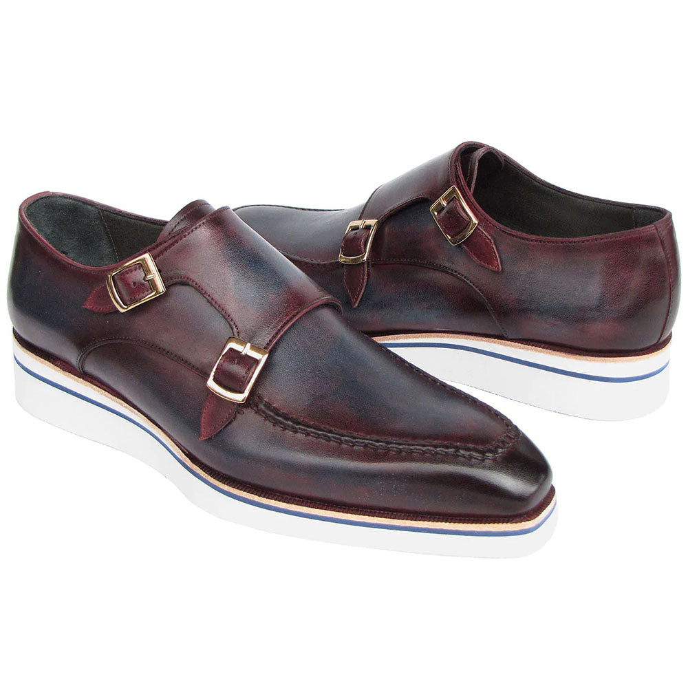 Paul Parkman Smart Casual Monkstraps Shoes Blue / Bordeaux