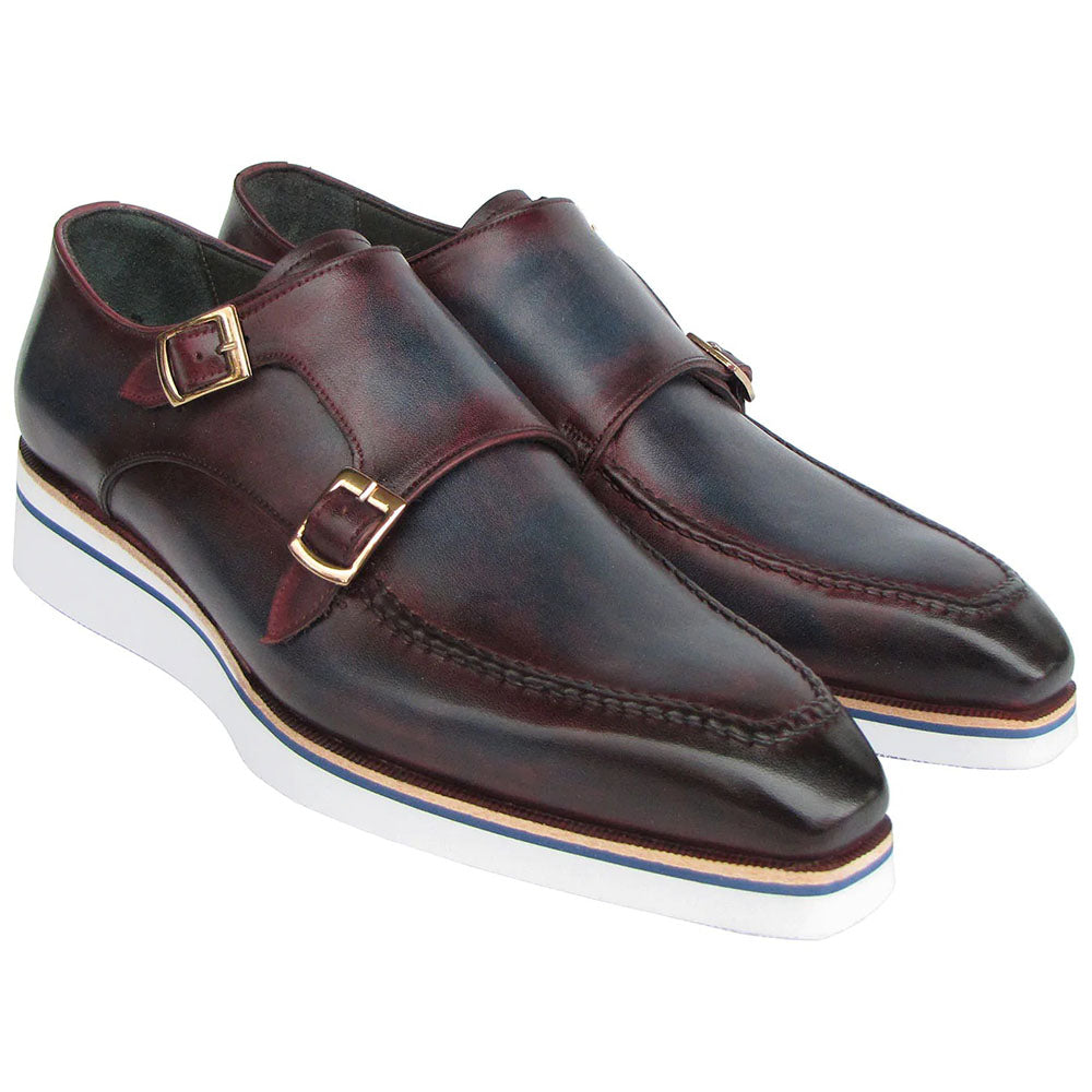 Paul Parkman Smart Casual Monkstraps Shoes Blue / Bordeaux