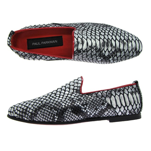 Paul Parkman Snake Printed Loafer Gray
