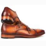 Paul Parkman Studded Cap Toe Monkstraps Shoes Light Brown
