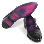 Paul Parkman Studded Cap Toe Monkstraps Shoes Purple