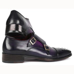 Paul Parkman Studded Cap Toe Monkstraps Shoes Purple