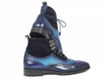 Paul Parkman Suede & Calfskin Wingtip Boots Blue
