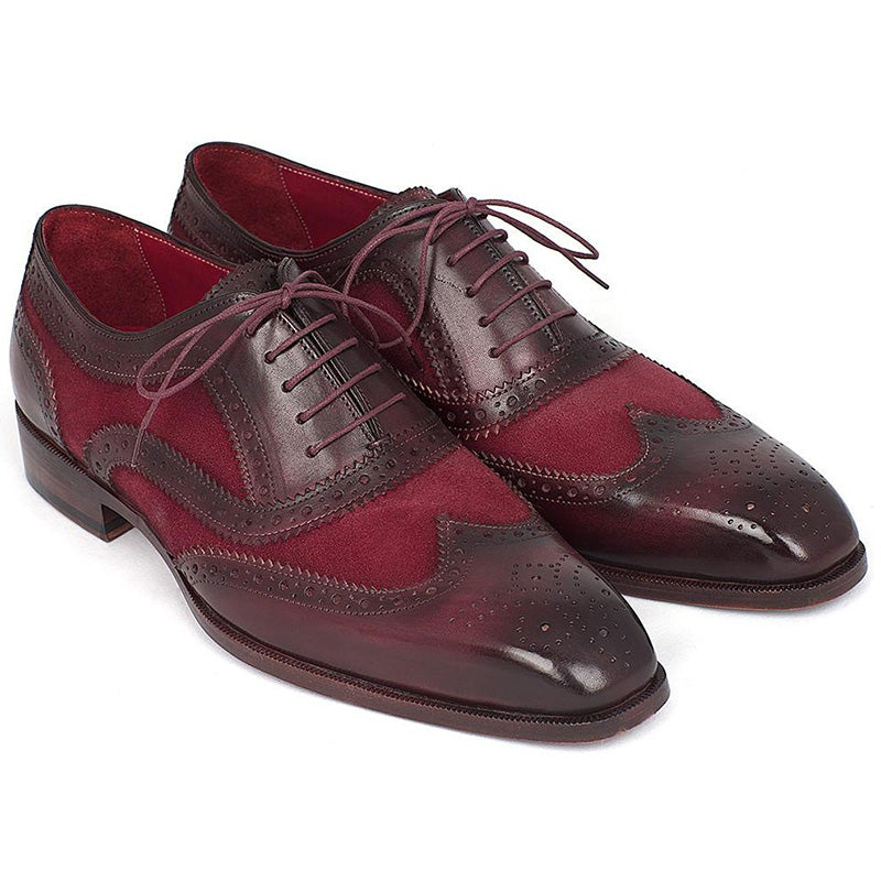 Paul Parkman Suede & Calfskin Wingtip Oxfords Bordeaux