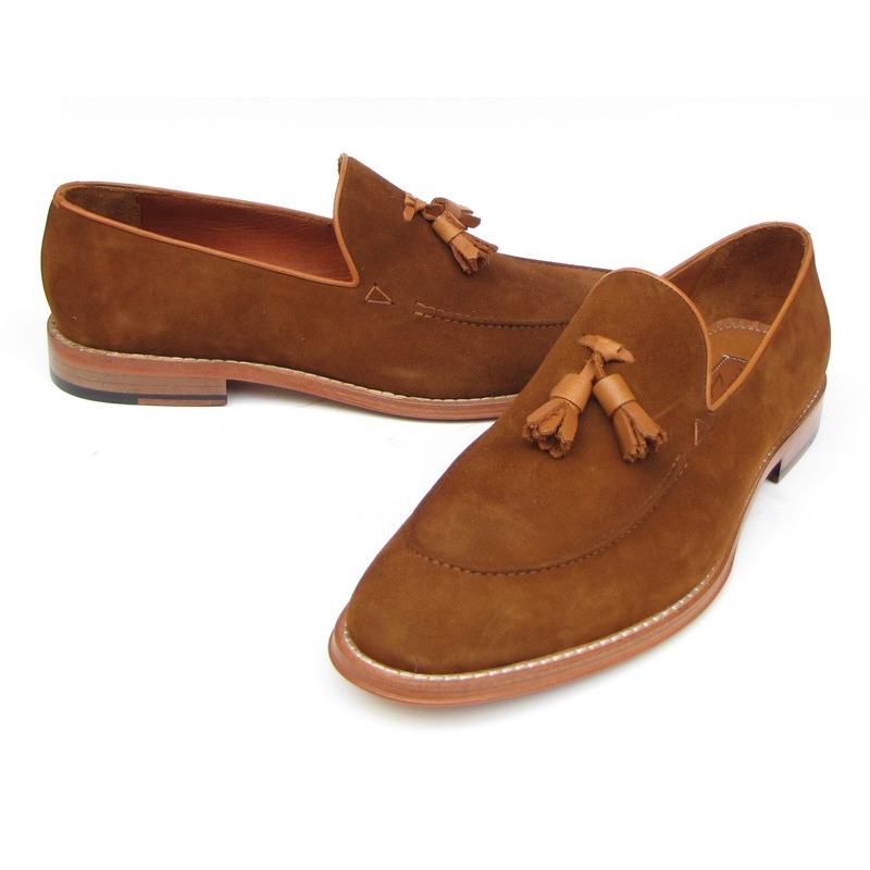 Paul Parkman Suede Tassel Loafers Tobacco