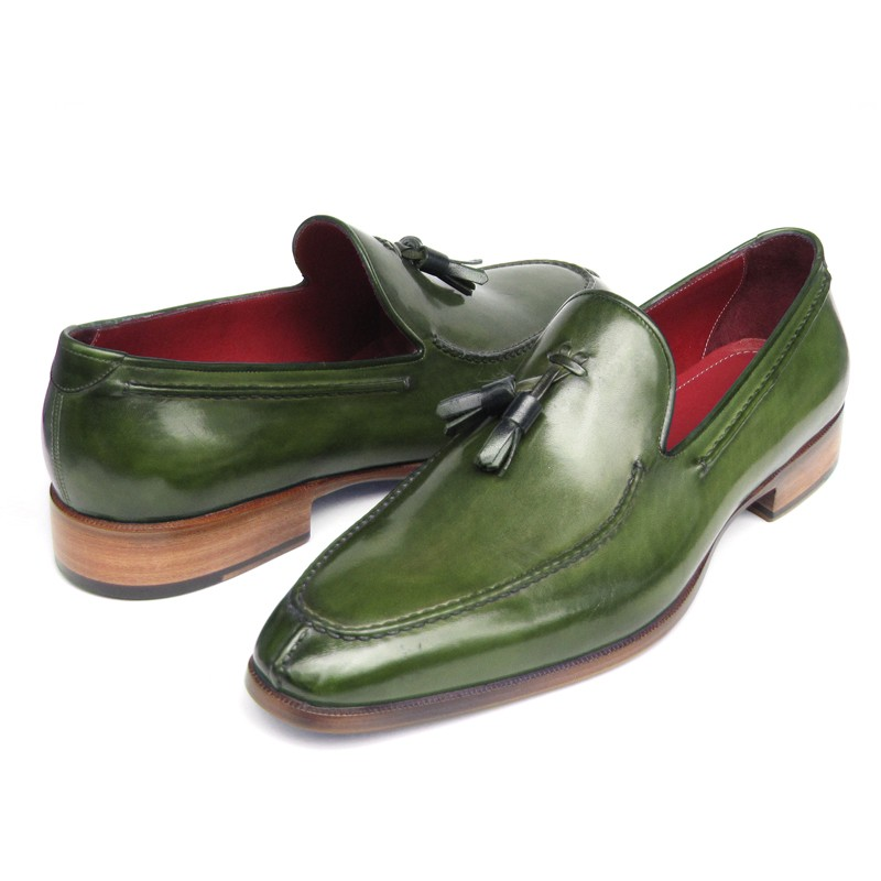Paul Parkman Calfskin Tassel Loafers Green