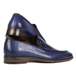 Paul Parkman Textured Croco Leather Loafers Blue