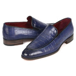 Paul Parkman Textured Croco Leather Loafers Blue