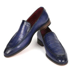 Paul Parkman Textured Croco Leather Loafers Blue