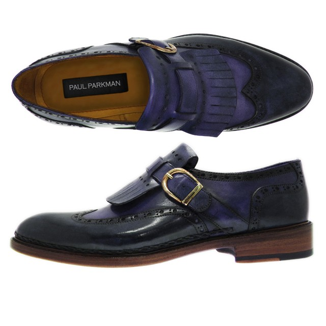 Paul Parkman Wingtip Fringe Loafers Blue