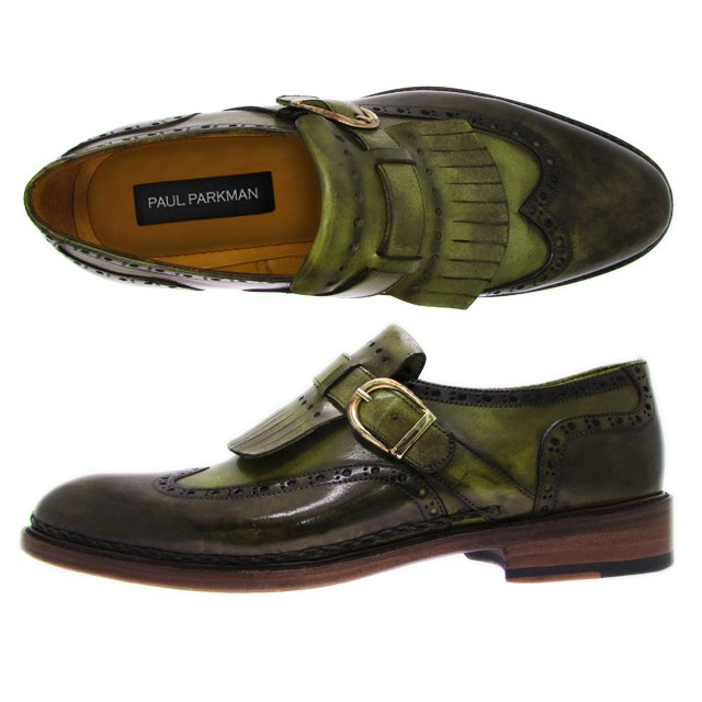 Paul Parkman Wingtip Fringe Loafers Green