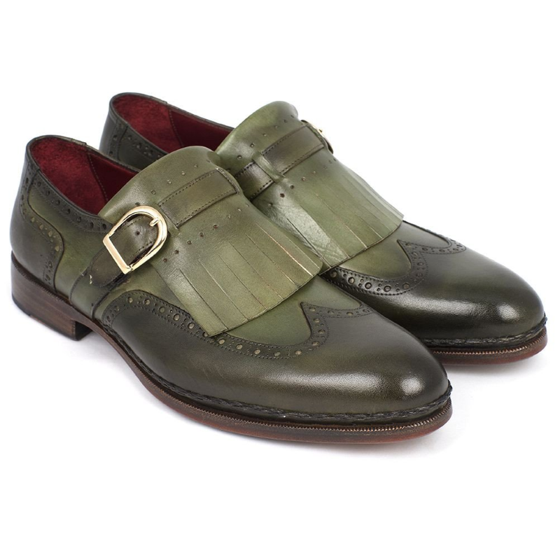 Paul Parkman Wingtip Monk Strap Shoes Green