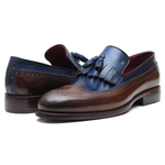 Paul Parkman Wingtip Tassel Loafers Brown/ Navy