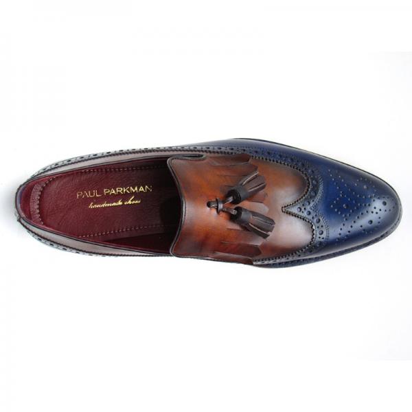 Paul Parkman Wingtip Tassel Loafers Navy / Tobacco