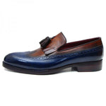 Paul Parkman Wingtip Tassel Loafers Navy / Tobacco
