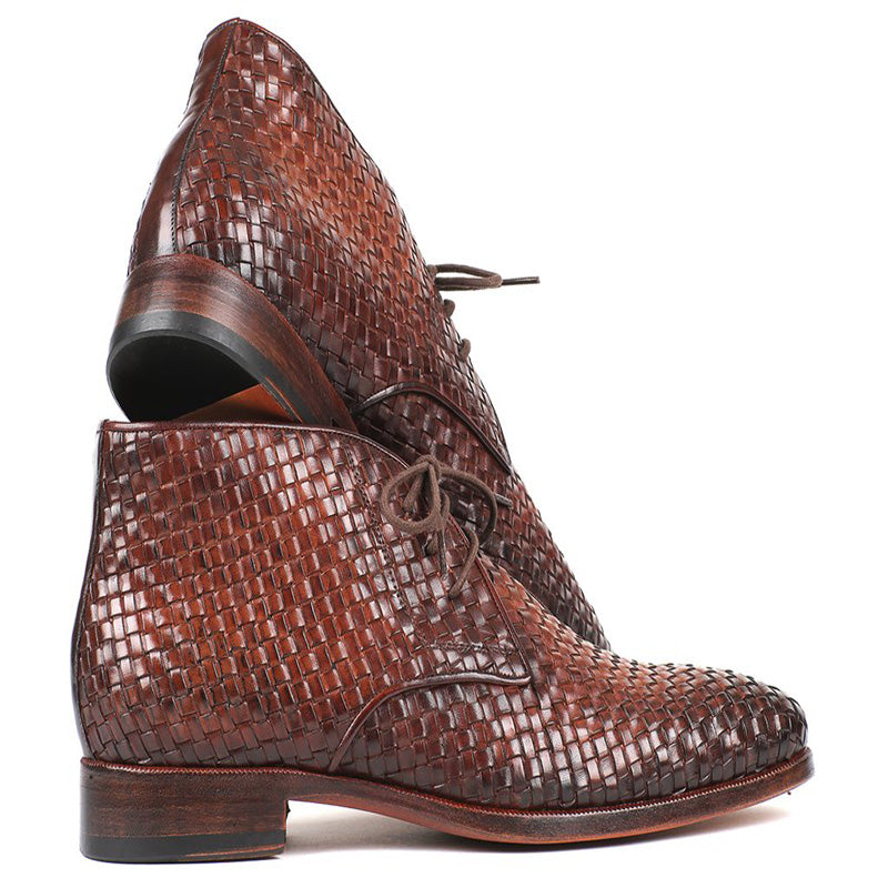 Paul Parkman Woven Leather Chukka Boots Brown