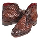 Paul Parkman Woven Leather Chukka Boots Brown