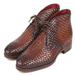 Paul Parkman Woven Leather Chukka Boots Brown