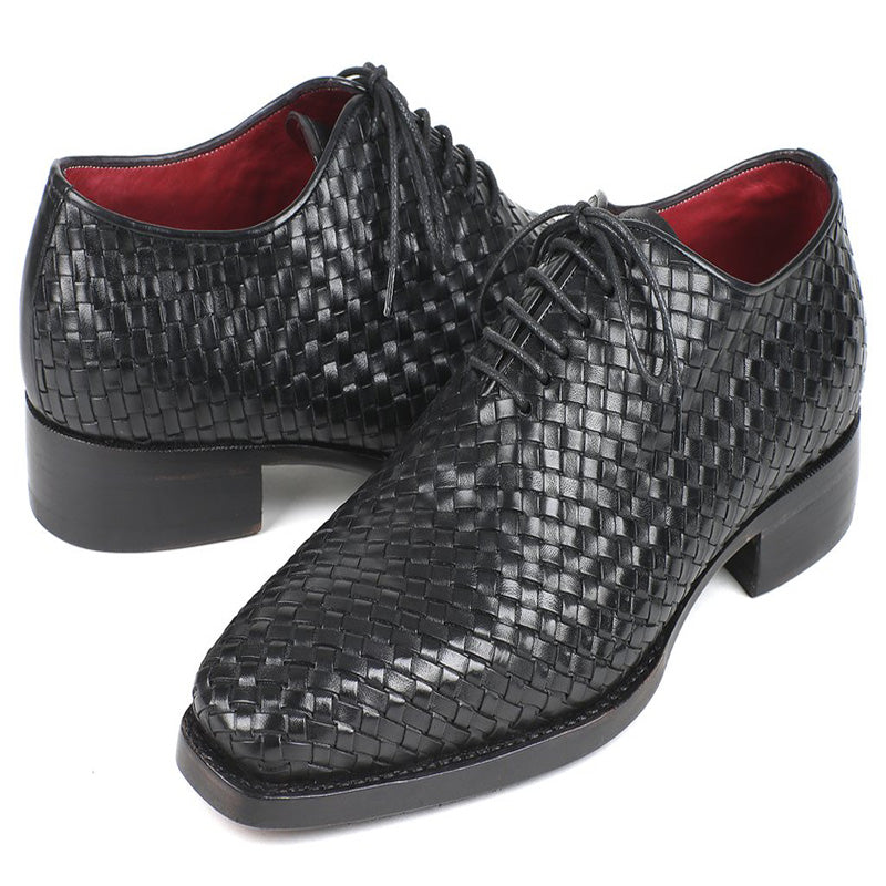 Paul Parkman Woven Leather Oxfords Black