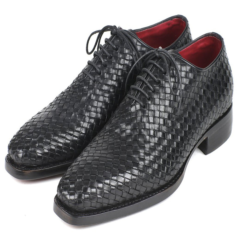 Paul Parkman Woven Leather Oxfords Black