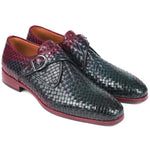 Paul Parkman Woven Leather Single Monkstraps Shoes Purple & Green