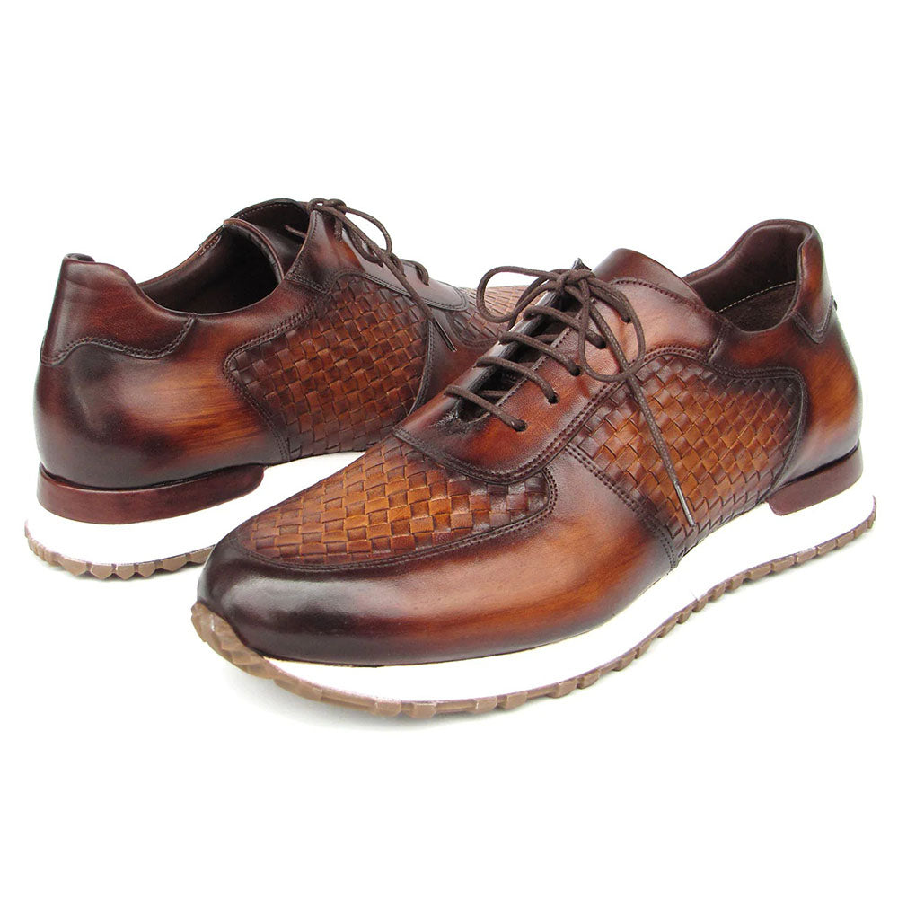 Paul Parkman Woven Leather Sneakers Brown