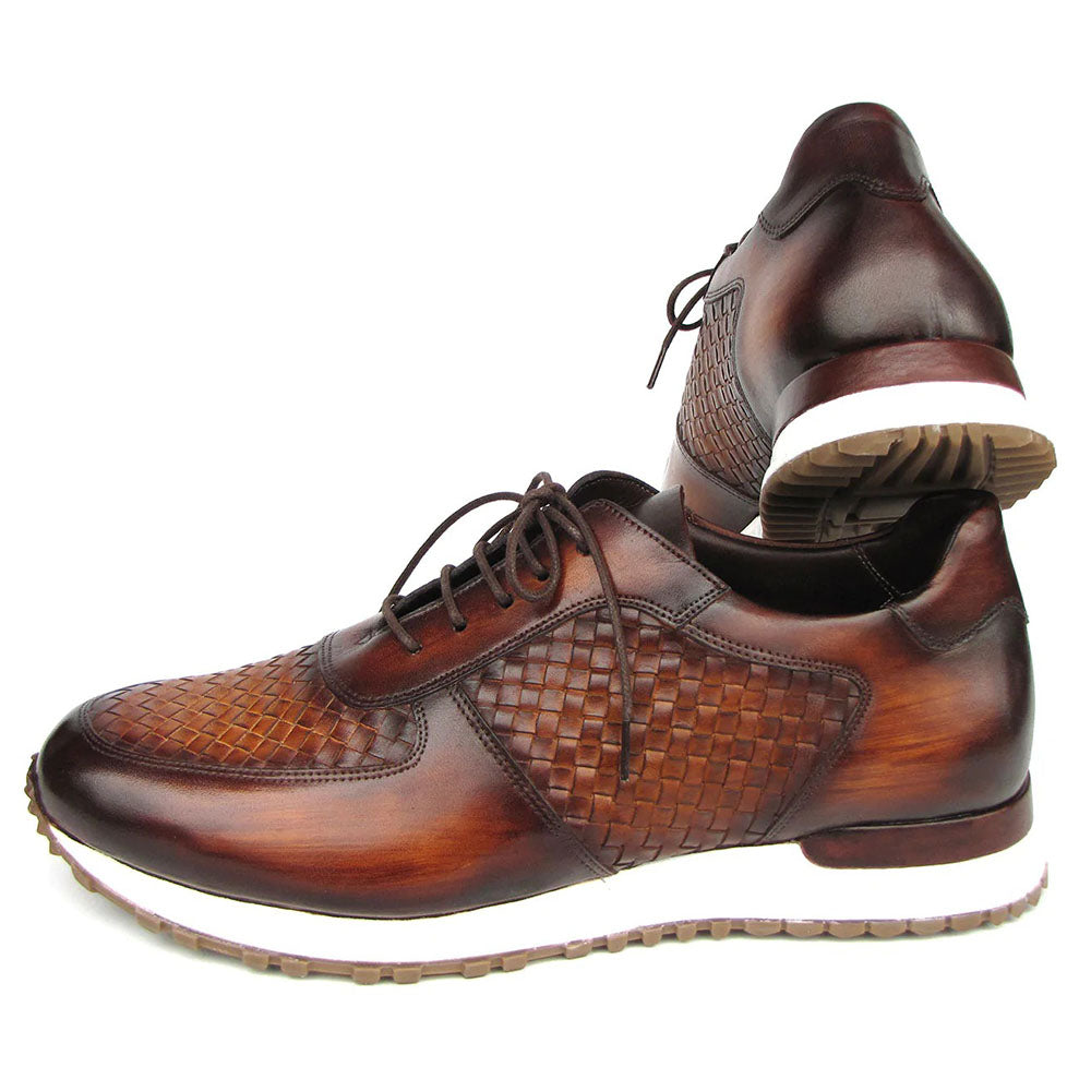 Paul Parkman Woven Leather Sneakers Brown