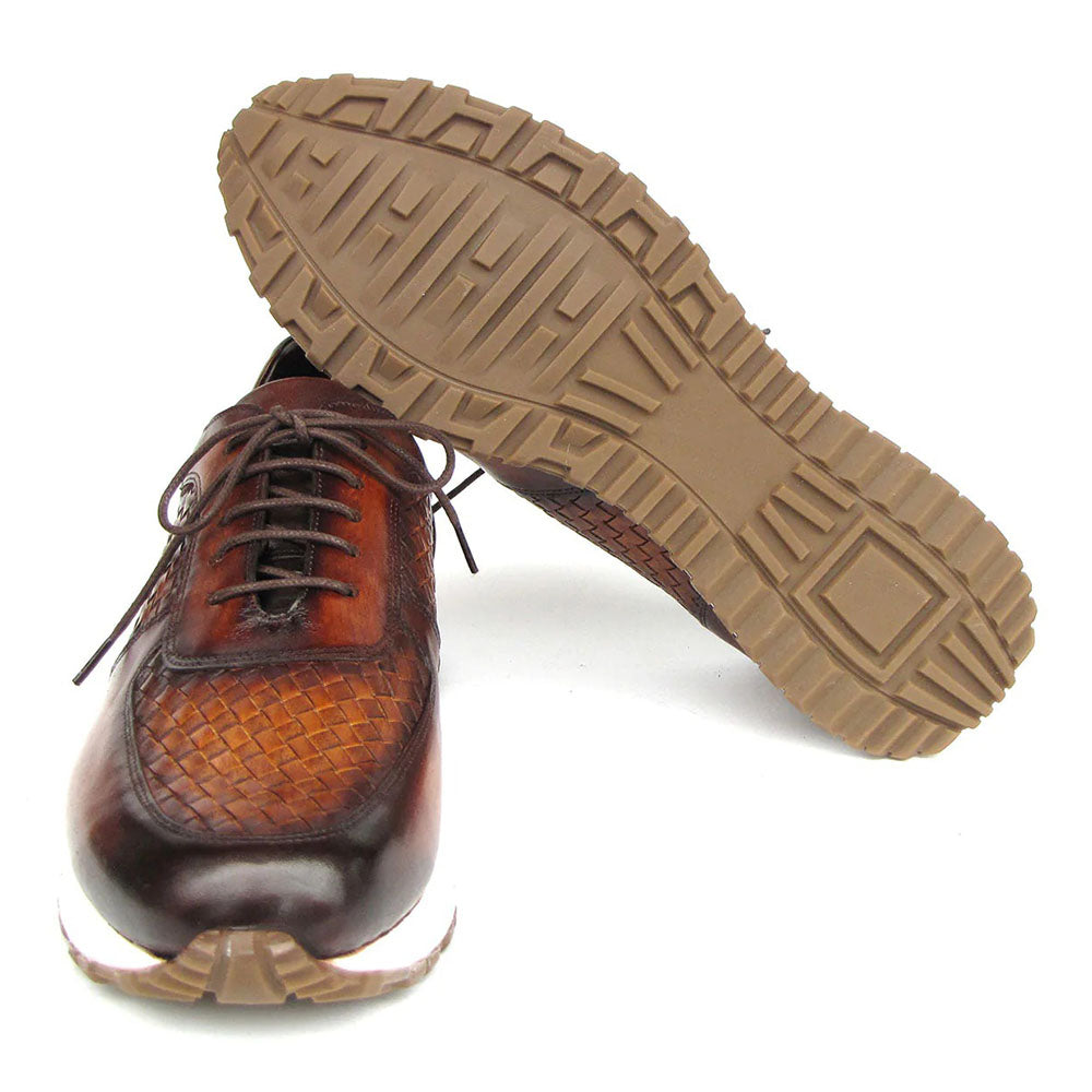 Paul Parkman Woven Leather Sneakers Brown