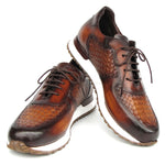 Paul Parkman Woven Leather Sneakers Brown