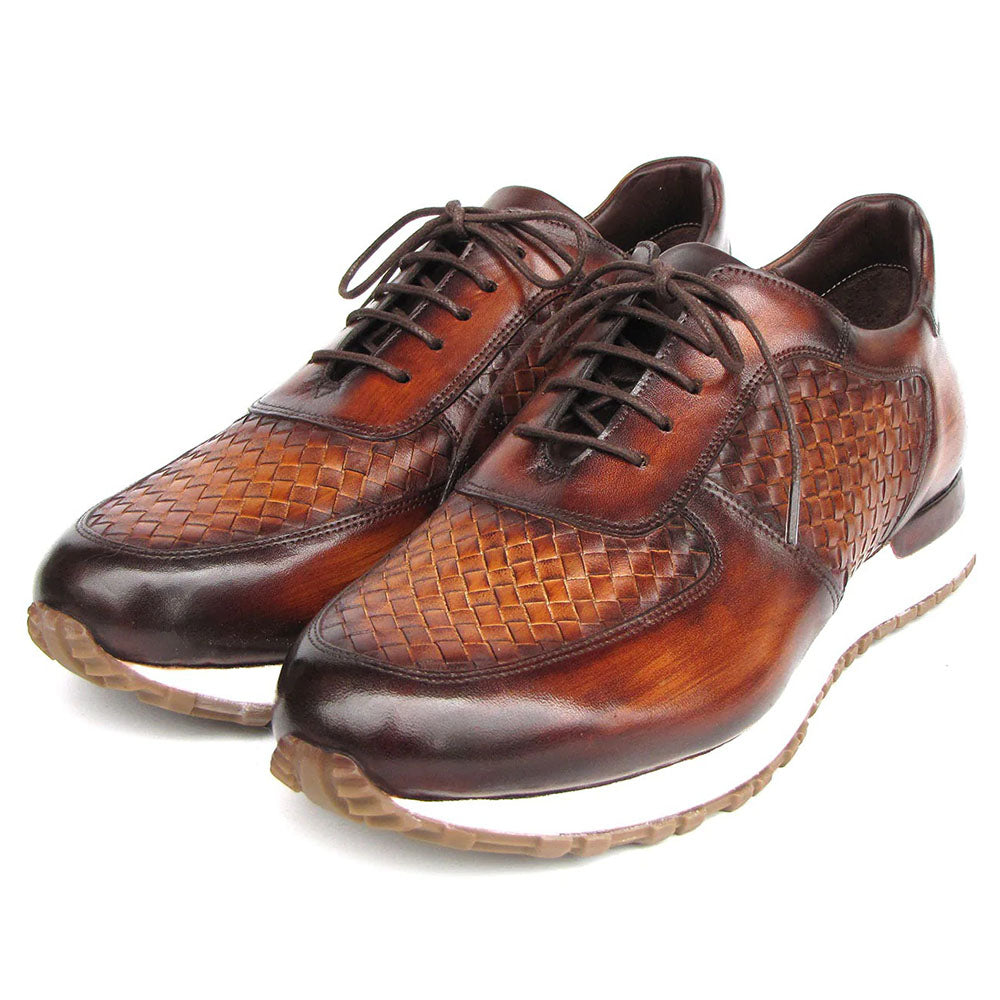 Paul Parkman Woven Leather Sneakers Brown