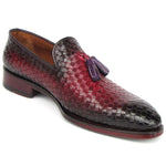 Paul Parkman Woven Leather Tassel Loafers Burgundy