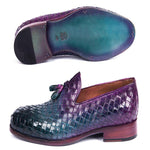 Paul Parkman Woven Leather Tassel Loafers Multicolor