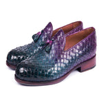 Paul Parkman Woven Leather Tassel Loafers Multicolor