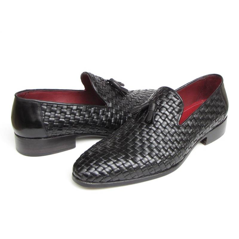 Paul Parkman Woven Tassel Loafers Black