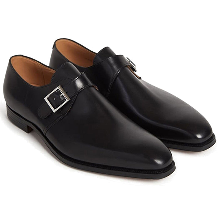 Paul Stuart Earl Monk Strap Shoes Black