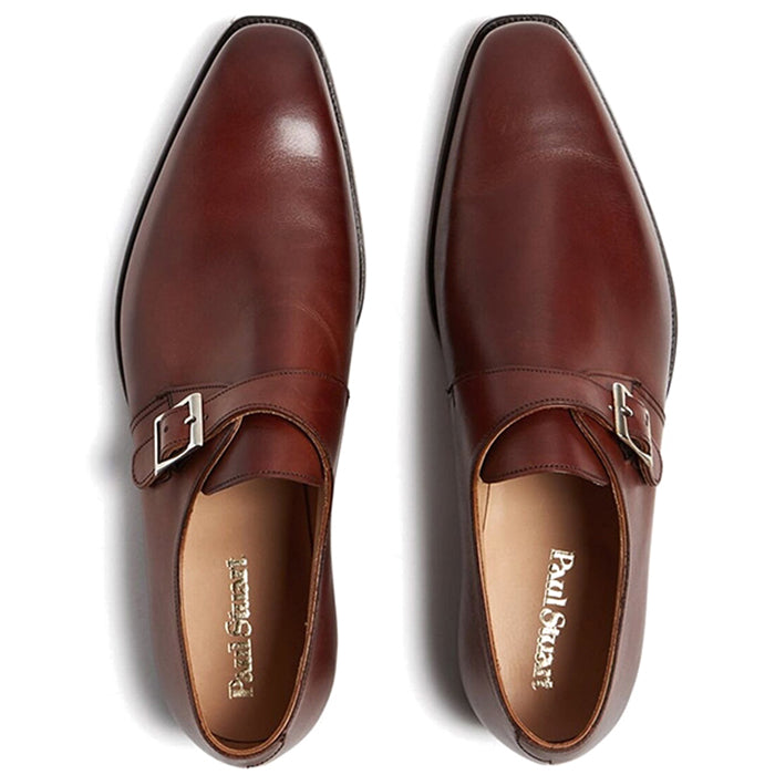 Paul Stuart Earl Monk Strap Shoes Chestnut