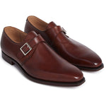 Paul Stuart Earl Monk Strap Shoes Chestnut