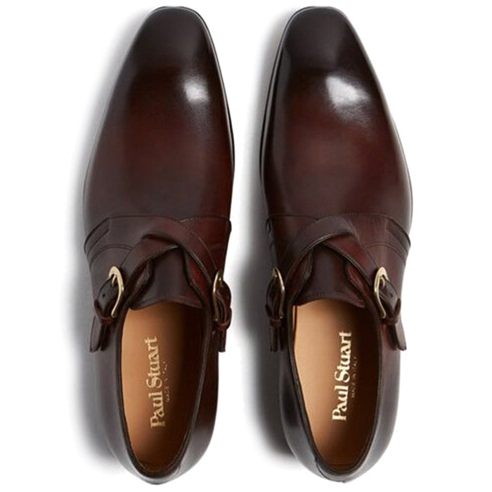 Paul Stuart Galante Monk Strap Shoes Auburn