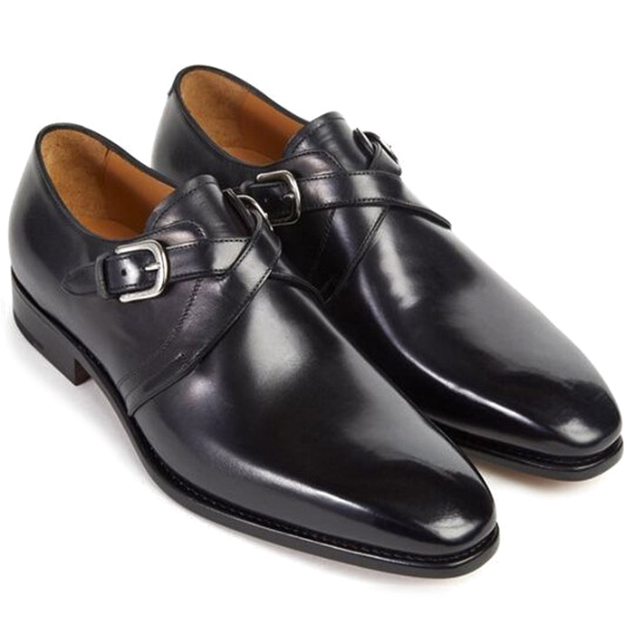 Paul Stuart Galante Monk Strap Shoes Black