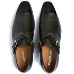 Paul Stuart Galante Monk Strap Shoes Dark Green