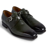 Paul Stuart Galante Monk Strap Shoes Dark Green