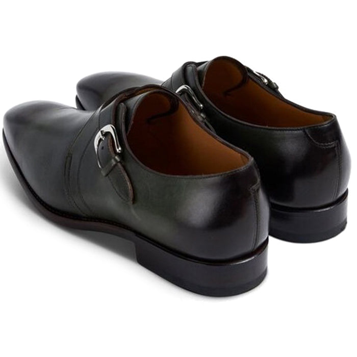 Paul Stuart Galante Monk Strap Shoes Dark Green