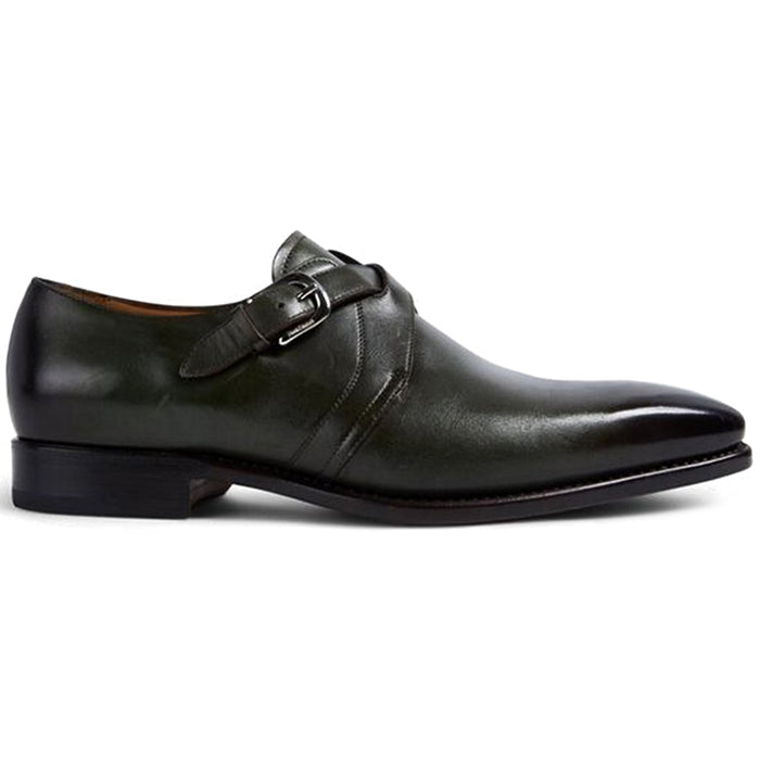 Paul Stuart Galante Monk Strap Shoes Dark Green