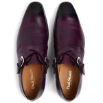 Paul Stuart Galante Monk Strap Shoes Eggplant