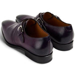 Paul Stuart Galante Monk Strap Shoes Eggplant