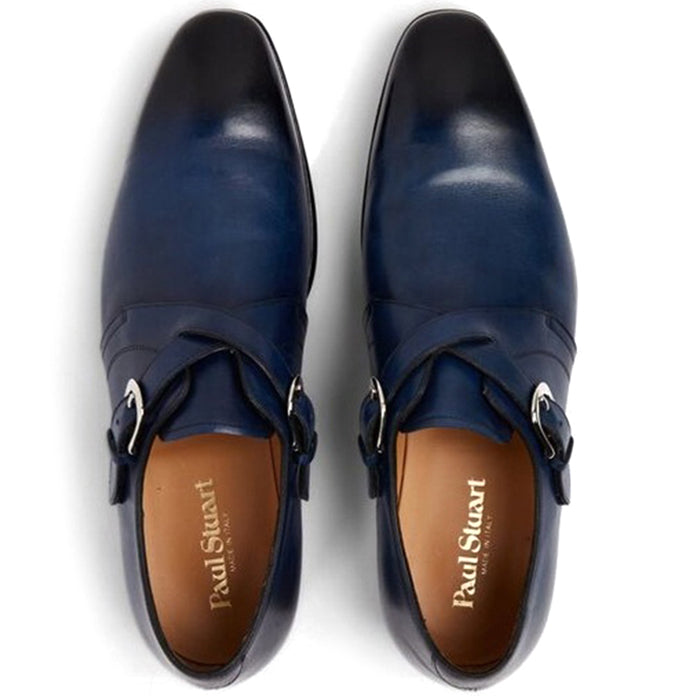 Paul Stuart Galante Monk Strap Shoes Navy